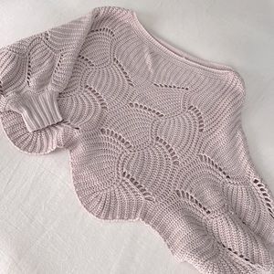 Shein scalloped wide neck crochet sweater